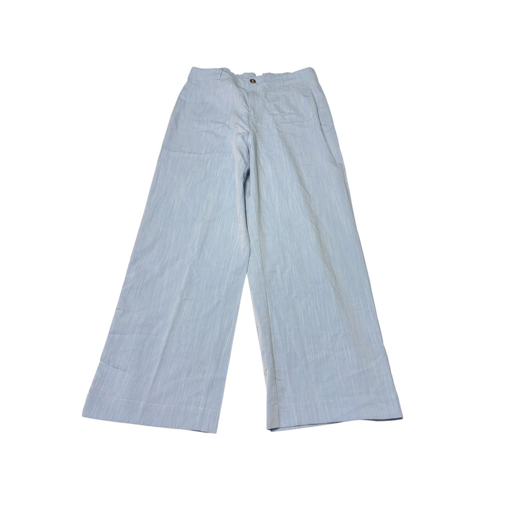 NWt Halara Wide Leg High Waisted Trousers Light Blue Textured Womens L 32X28